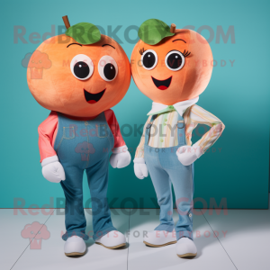 Peach Apple mascot costume character dressed with a Boyfriend Jeans and Cummerbunds