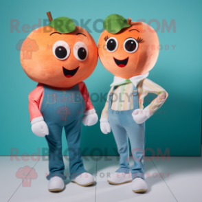 Peach Apple mascot costume character dressed with a Boyfriend Jeans and Cummerbunds