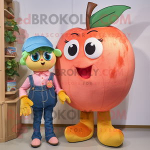 Peach Apple mascot costume character dressed with a Boyfriend Jeans and Cummerbunds