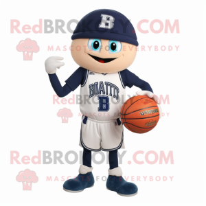 Navy Basketball Ball mascot costume character dressed with a Bermuda Shorts and Cummerbunds