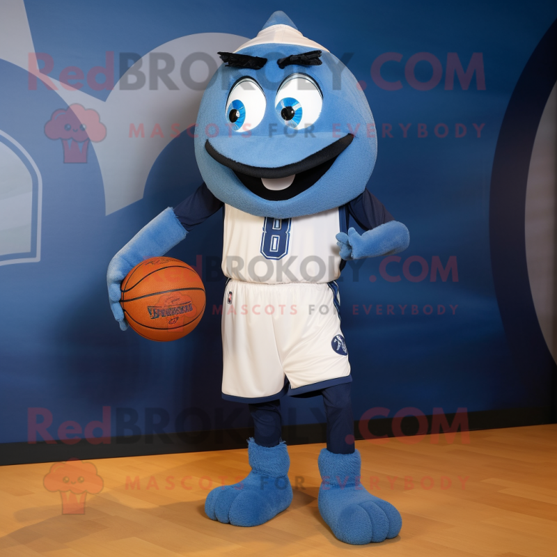 Navy Basketball Ball mascot costume character dressed with a Bermuda Shorts and Cummerbunds