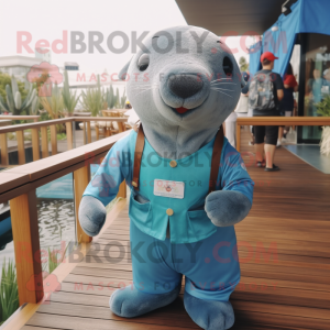 Cyan Sea Lion maskot...