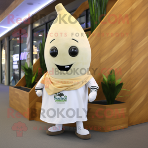 Cream Beet mascot costume character dressed with a T-Shirt and Scarves
