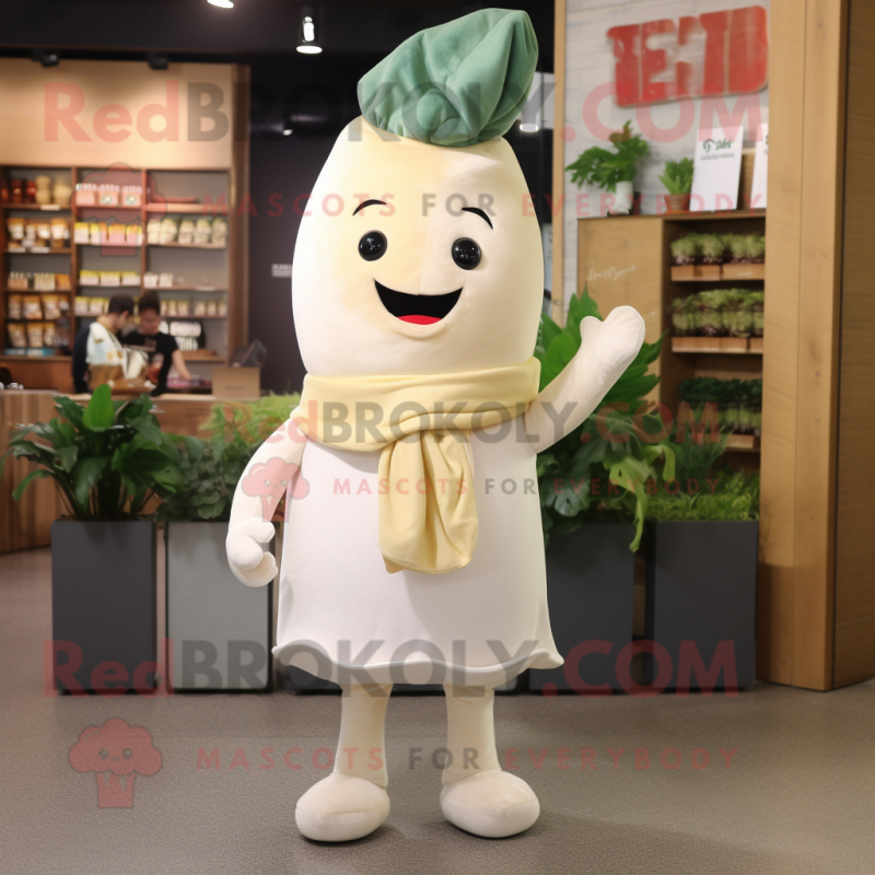 Cream Beet mascot costume character dressed with a T-Shirt and Scarves Cream Beet mascot costume character dressed with a T-Shirt and Scarves