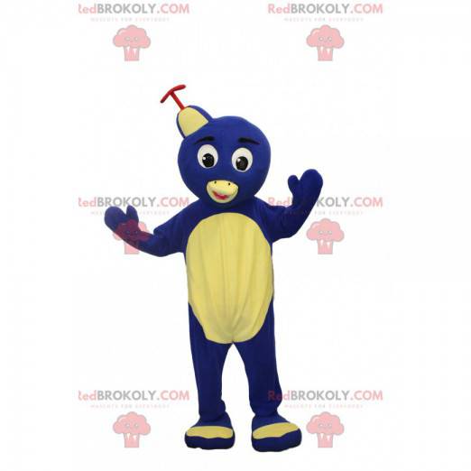 Mascote pequeno pinguim azul alegre. - Redbrokoly.com