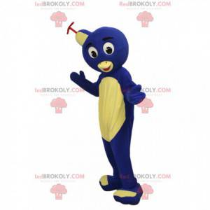 Mascote pequeno pinguim azul alegre. - Redbrokoly.com