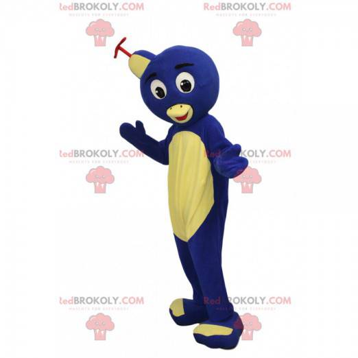 Cheerful little blue penguin mascot. Penguin costume -