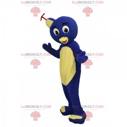 Mascote pequeno pinguim azul alegre. - Redbrokoly.com