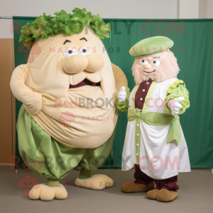 Beige Corned Beef And Cabbage mascot costume character dressed with a Poplin Shirt and Cufflinks