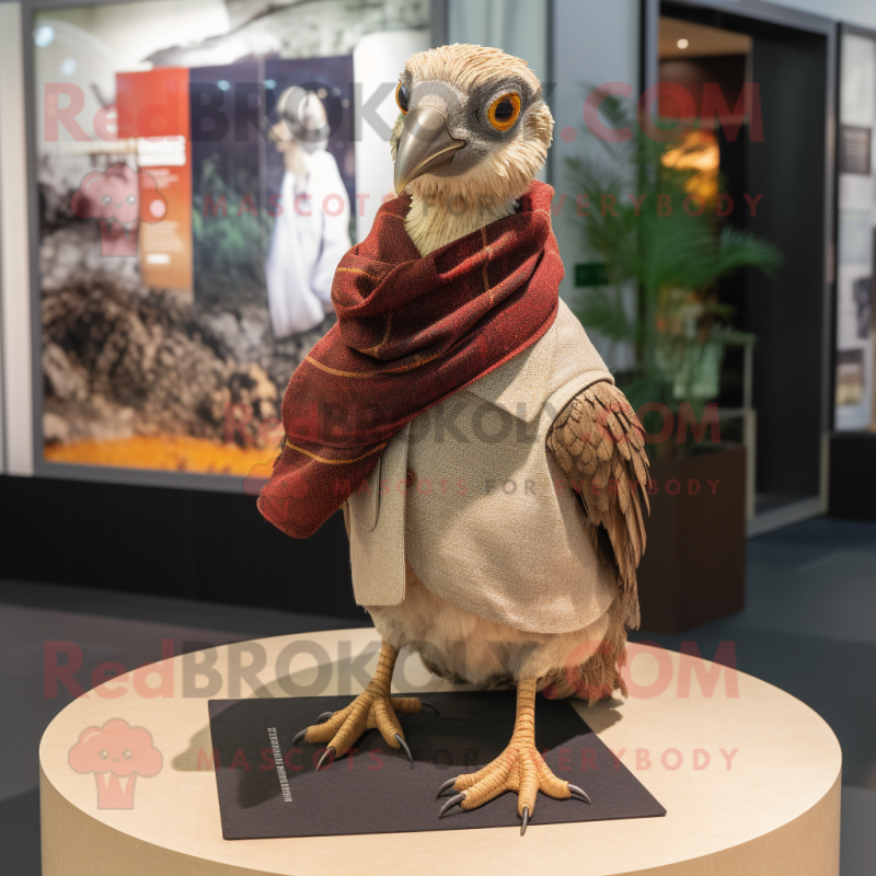 Brown Guinea Fowl mascot costume character dressed with a Trousers and Scarf clips