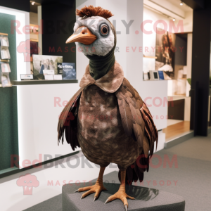 Brown Guinea Fowl mascot costume character dressed with a Trousers and Scarf clips