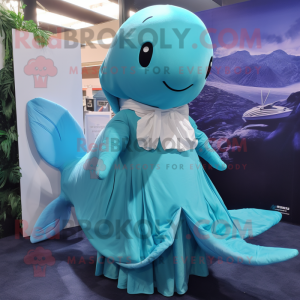 Cyan Humpback Whale maskot...