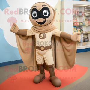 Tan Superhero mascot costume character dressed with a Skirt and Beanies