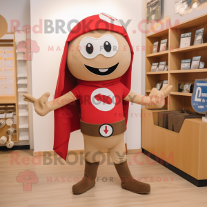 Tan Superhero mascot costume character dressed with a Skirt and Beanies