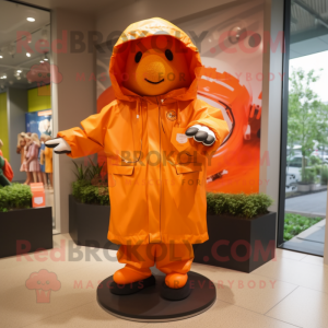 Orange Baseball Glove mascot costume character dressed with a Raincoat and Handbags