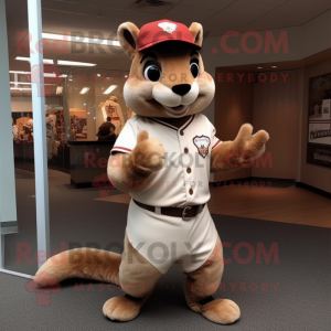 Tan Squirrel mascot costume character dressed with a Baseball Tee and Shoe laces