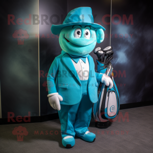 Cyan Golf Bag maskot drakt...