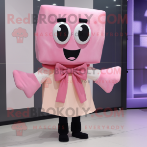 Pink Lasagna mascot costume character dressed with a Coat and Bow ties