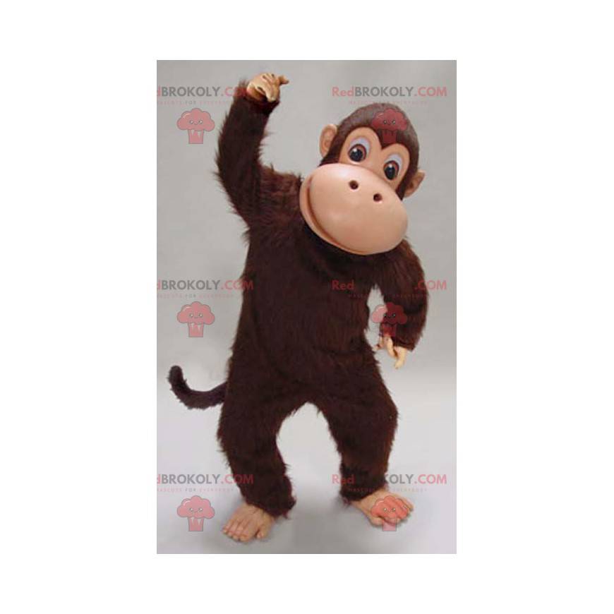 Mascotte de singe de chimpanzé marron doux et poilu -