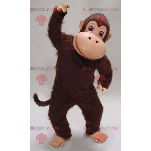Mascote do macaco chimpanzé marrom peludo e macio -