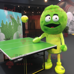 Lime Green Ping Pong Table mascot costume character dressed with a Leggings and Headbands