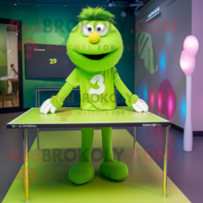Lime Green Ping Pong Table mascot costume character dressed with a Leggings and Headbands
