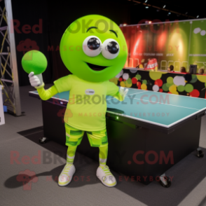 Lime Green Ping Pong Table mascot costume character dressed with a Leggings and Headbands