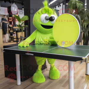 Lime Green Ping Pong Table mascot costume character dressed with a Leggings and Headbands