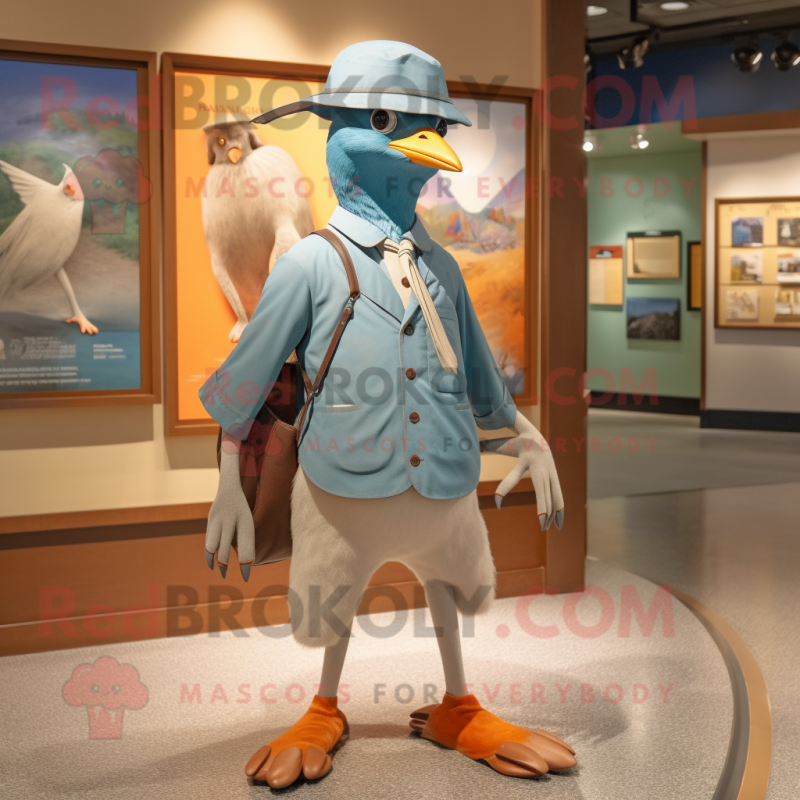 nan Passenger Pigeon mascot costume character dressed with a Running Shorts and Hat pins