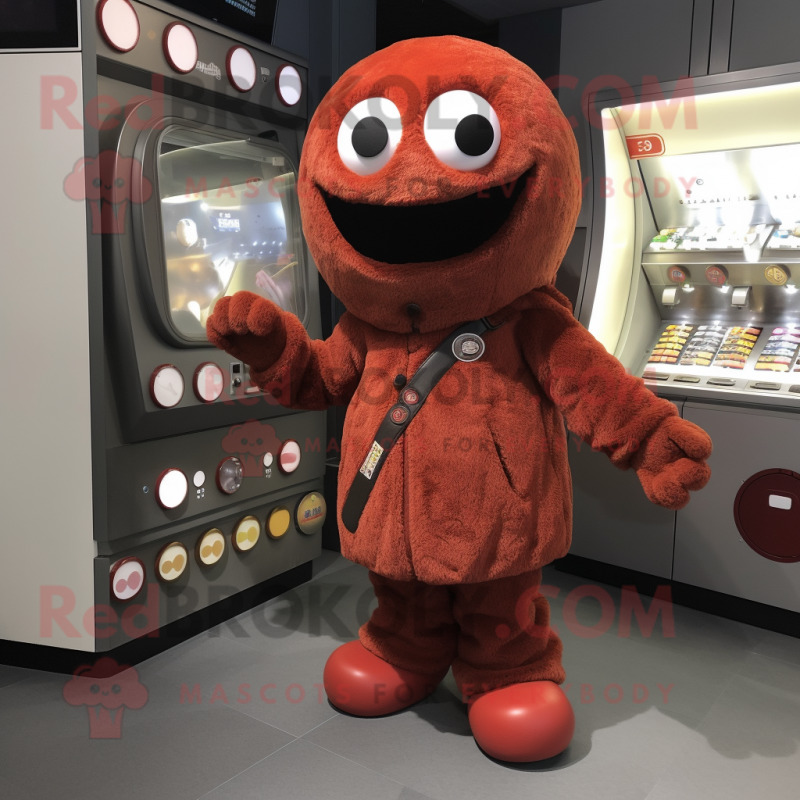 Rust Meatballs mascot costume character dressed with a Cardigan and Keychains