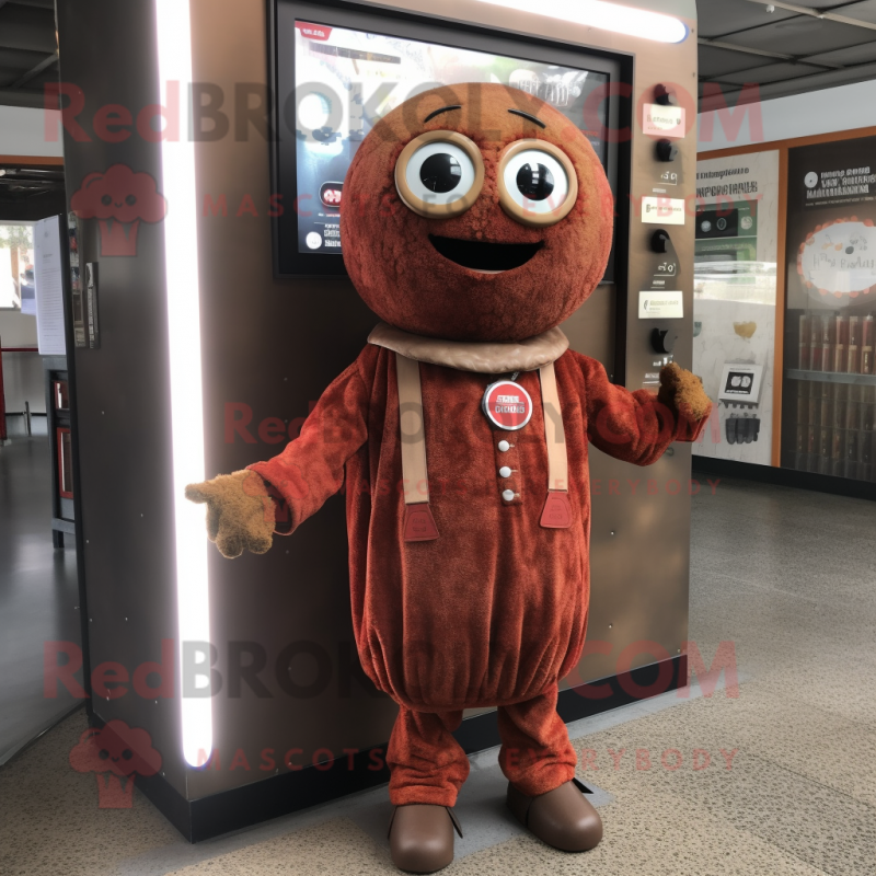 Rust Meatballs mascot costume character dressed with a Cardigan and Keychains Rust Meatballs mascot costume character dressed with a Cardigan and Keychains