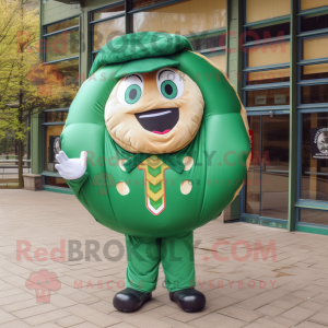 Forest Green Donut mascot costume character dressed with a Parka and Ties