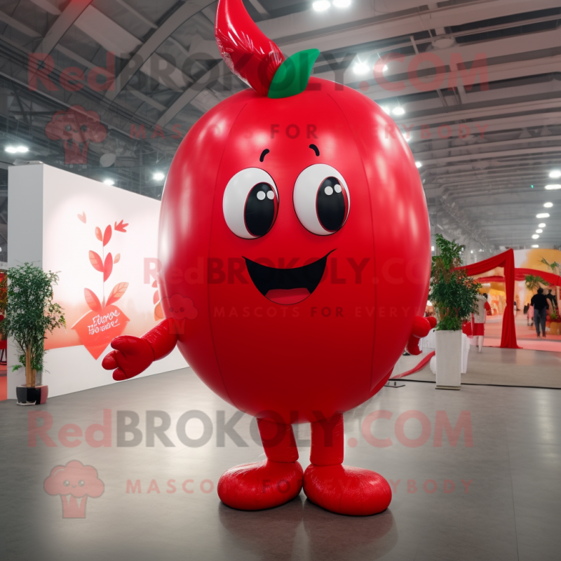 Red Cherry mascot costume character dressed with a Bodysuit and Shoe laces Red Cherry mascot costume character dressed with a Bodysuit and Shoe laces