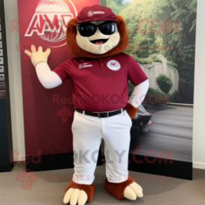 Maroon Alliance mascot costume character dressed with a Polo Tee and Bracelets