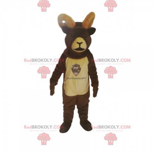 Brown chamois mascot with big horns - Redbrokoly.com