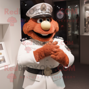 Rust Police Officer mascot costume character dressed with a Wedding Dress and Bracelet watches