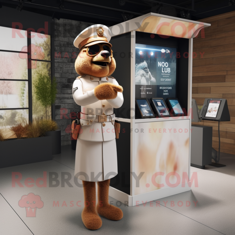 Rust Police Officer mascot costume character dressed with a Wedding Dress and Bracelet watches