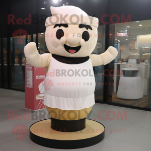 Cream Hourglass mascot costume character dressed with a Tank Top and Headbands