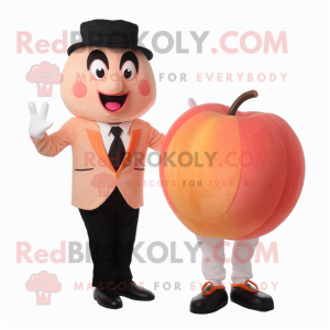 Peach Steak mascot costume character dressed with a Suit and Watches