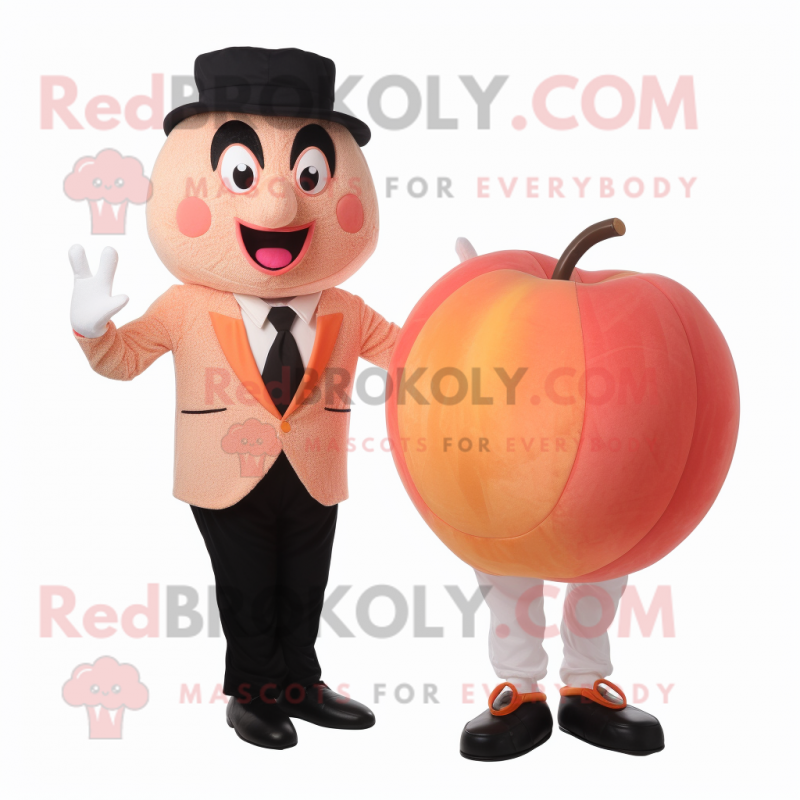 Peach Steak mascot costume character dressed with a Suit and Watches