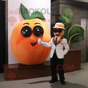 Peach Steak mascot costume character dressed with a Suit and Watches