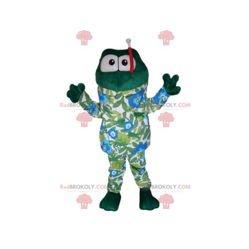 Maskotka żaba z kostiumem kąpielowym i fajką - Redbrokoly.com