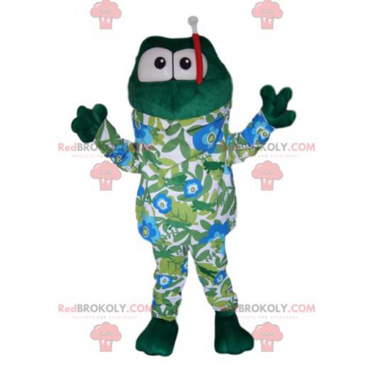 Maskotka żaba z kostiumem kąpielowym i fajką - Redbrokoly.com