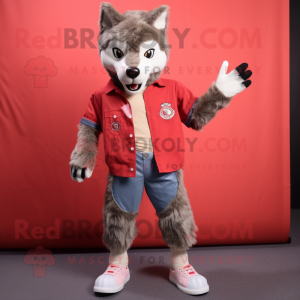 Red Wolf maskot kostume...