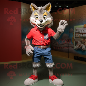 Red Wolf maskot drakt figur...
