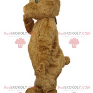 Brown bear mascot with a small heart shaped muzzle -