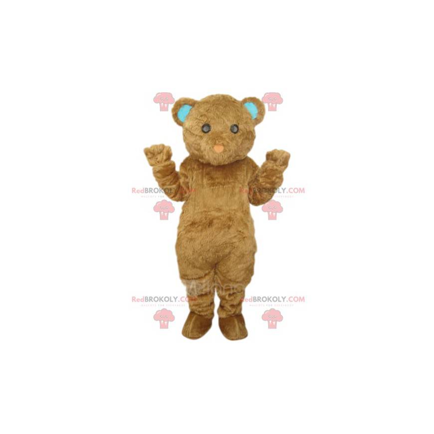 Brown bear mascot with a small heart shaped muzzle -