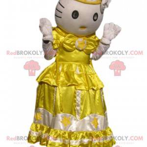 Mascot Hello Kitty, el famoso gato con un vestido amarillo -