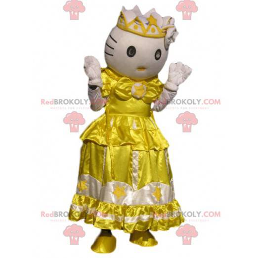 Mascot Hello Kitty, de beroemde kat met een gele jurk -