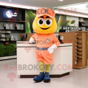 Peach Air Force Soldier mascot costume character dressed with a Running Shorts and Shoe clips